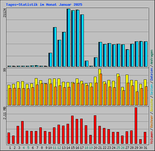 Tages-Statistik im Monat Januar 2025